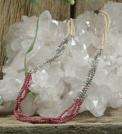 Rhodonite, Nevada Lapis and Riverstone Necklace