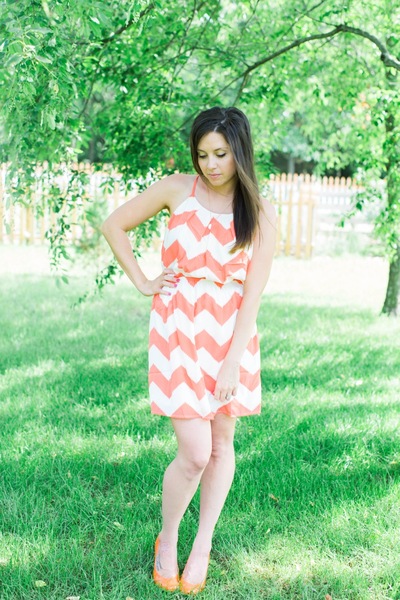 Coral Chevron Dress