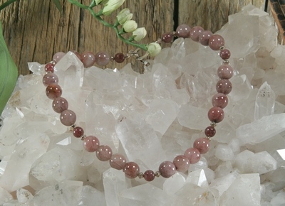 Red Rutilated Quartz and Muscovite Necklace