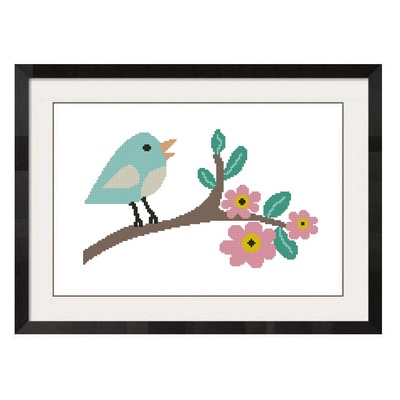 ALL STITCHES - BIRD WITH FLOWERS CROSS STITCH PATTERN .PDF -991