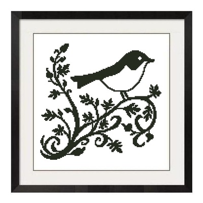 ALL STITCHES - BIRD ON TREE BRANCH CROSS STITCH PATTERN IN PDF -268
