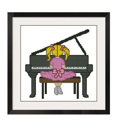 ALL STITCHES - GIRL AT PIANO CROSS STITCH PATTERN .PDF -601