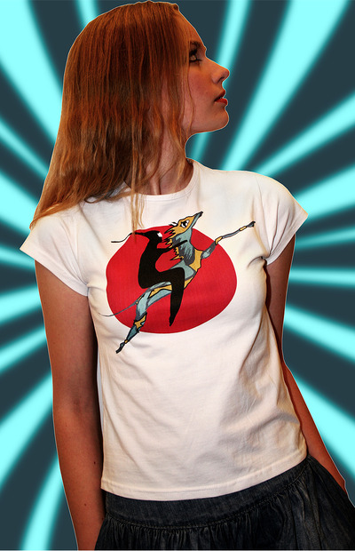 Escape from japan, ninja girl‘s t-shirt l xl white