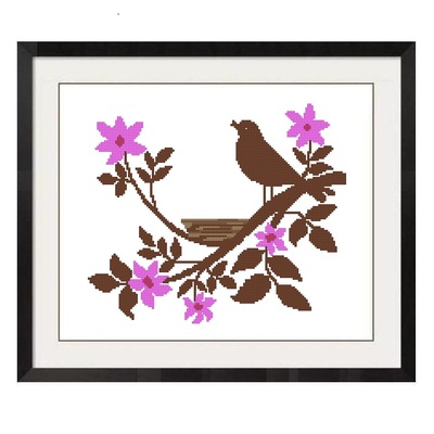 ALL STITCHES - BIRD WITH NEST CROSS STITCH PATTERN .PDF -644