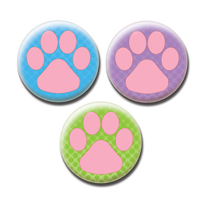 BUTTON / MAGNET : Paw Print (Pink Pad)
