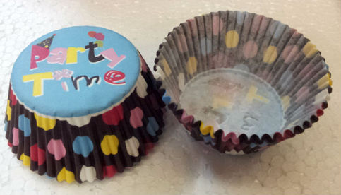 BLACK Polka Dot PARTY TIME Paper Cupcake Baking Cup Liners 100 Count