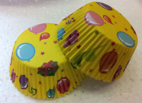 BALLOON Design YELLOW Color PARTY TIME Paper Cupcake Baking Cup Liners 100 Count