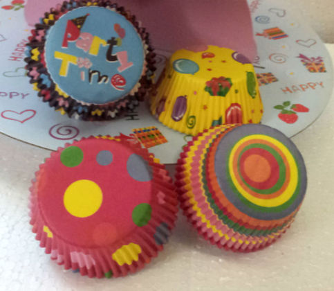 ASSORTED DESIGN PARTY TIME Paper Cupcake Baking Cup Liners 100 Count SET