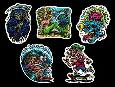 SMALL STICKER PACK of 5 full color shaped vinyl stickers WITH EXTRAS