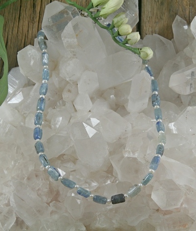 Blue Kyanite and Pearl Necklace