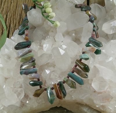 Fancy Jasper and Red Garnet Necklace