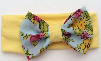 Blue floral on yellow headwrap