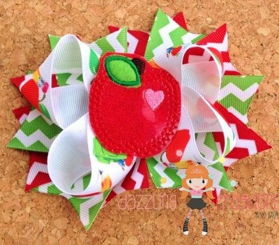 Custom/back to school/chunky necklace/boutique hairbow/girls jewelry/photo props/girls hair bows/apple/school bus/abc