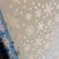 MAT11 silver Snowflake Print Organza Fabric Frozen Elsa Cape dress meter 150cm Wide blue - Thumbnail 1