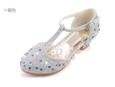 SH302 Movies Frozen snow queen Elsa cosplay costume shoes high heelMovies Frozen snow queen Elsa cosplay costume shoes high heel kid