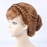 wg32 movie Frozen Anna coronation Custom Wig Cosplay Costume Snow Queen Anime brown hair  - Thumbnail 2