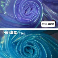 MAT12 Frozen Inspired Elsa bTurquoise Iridescent Crystal Organza Fabric BY Meter - Thumbnail 1