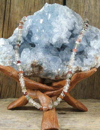 Faceted Mixed Quartz Rondelle Necklace