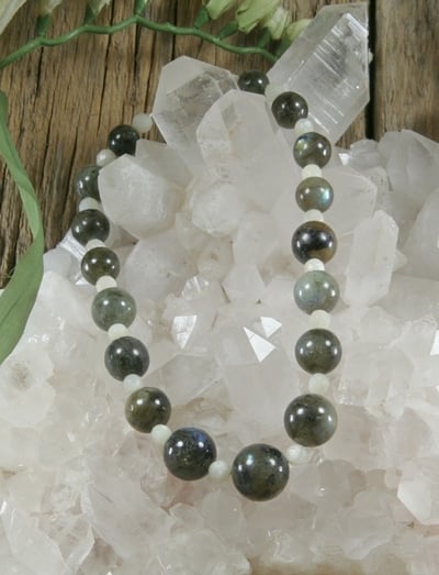 Labradorite and Rainbow Moonstone Necklace