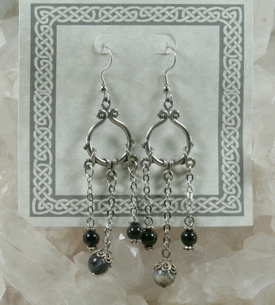 Onyx and Dendritic Agate Earrings