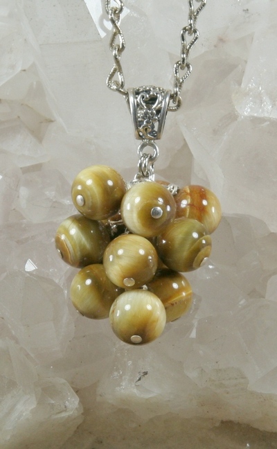 Honey Tiger Eye Grape Cluster Necklace