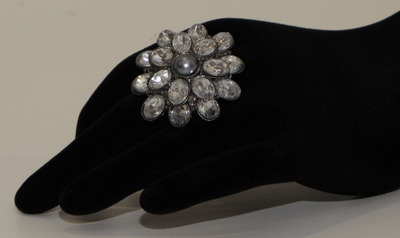 Crystal and bead cocktail ring