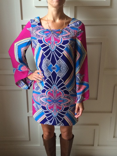 Fuchsia Angel Sleeve Shift Dress
