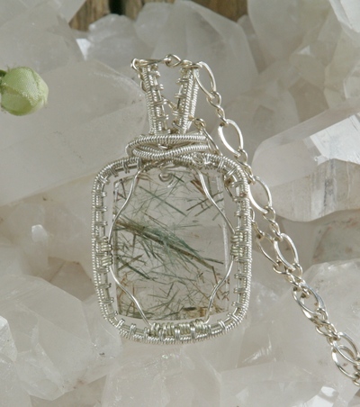 Epidote in Clear Quartz Pendant