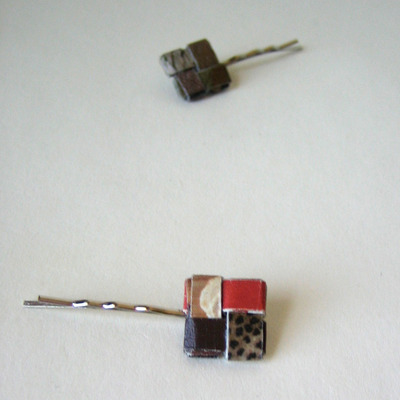 Two Eco Chic Earth Toned Bobbies - Brown, Taupe, Cayenne