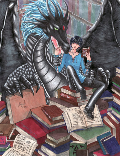 Dragon Library A4 Print
