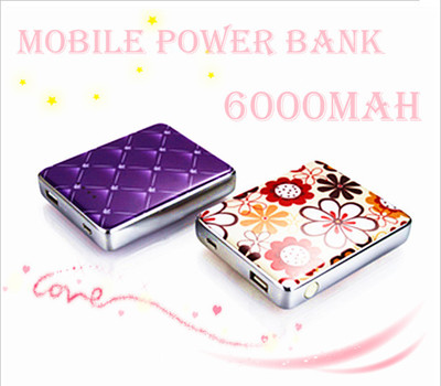 Mobile power bank for iphone / ipod / ipad / cell phone 6000mah
