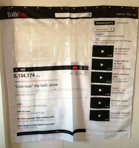 Bath Tub COOL Design 1.8 x 1.8m Social Video Player Design Page SHOWER CURTAIN