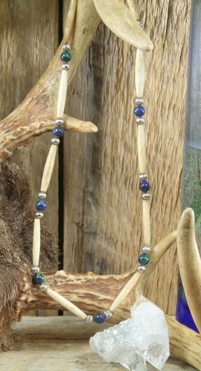 Azurite with Malachite Bone Necklace