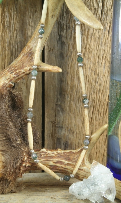 Moss Agate Bone Necklace