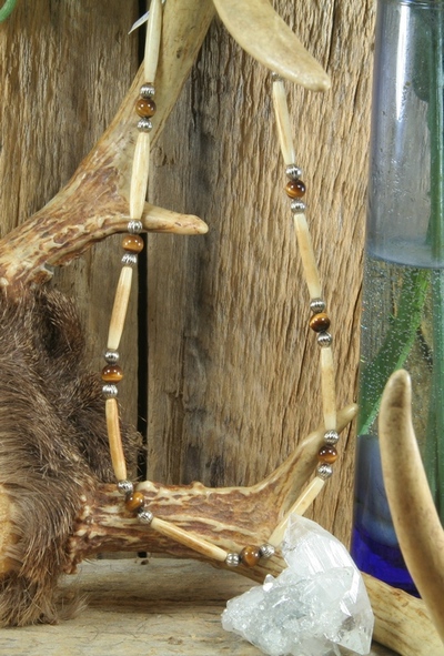 Tiger Eye Bone Necklace