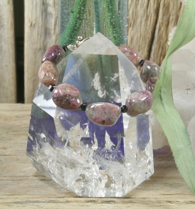 Ruby Zoisite and Onyx Bracelet