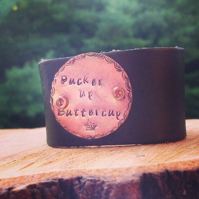 Pucker Up Buttercup Leather Cuff Bracelet