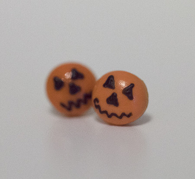 Kawaii Cute Miniature Food Earrings - Halloween Mini Pumpkin Donuts