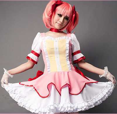 Anime Puella Magi Madoka Magica Kaname Madoka Cosplay Costume Dress Free Ship SP141253