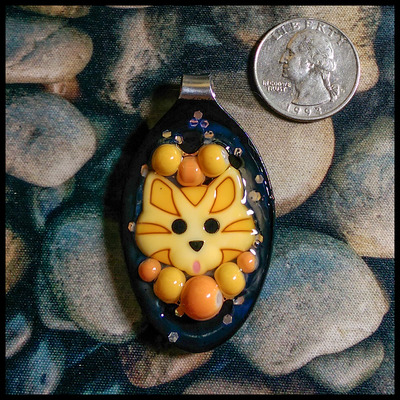 Orange stripe cat spoon pendant - Thumbnail 5