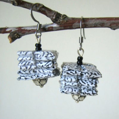 Security Envelope Earrings - Black & White