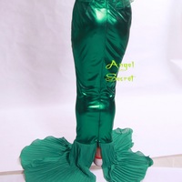 P135 High Waist Green Metallic Mermaid Skirt Fish tail Costume STRETCH walkable - Thumbnail 2
