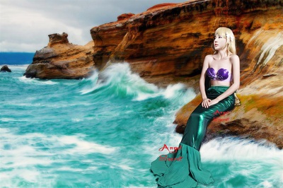 P135 High Waist Green Metallic Mermaid Skirt Fish tail Costume STRETCH walkable