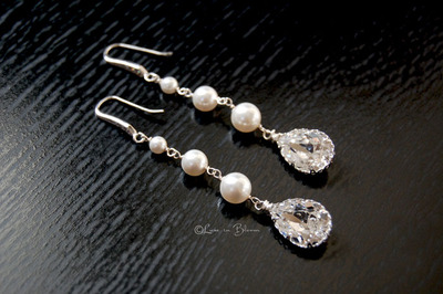 Three Swarovski Pearl Drop Earrings - Style # E149 : Luxe in Bloom