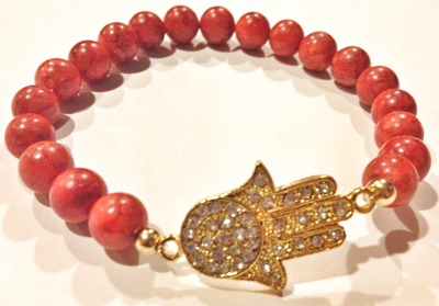 Dark Coral Hamsa bracelet
