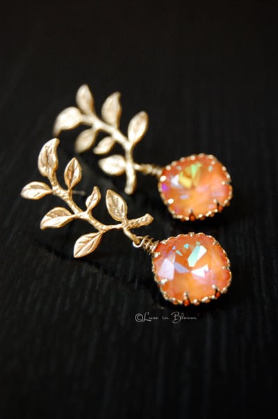 Bridesmaid Wedding Earrings in Ultra Orange Swarovski Crystals - Style #E170 : Luxe in Bloom