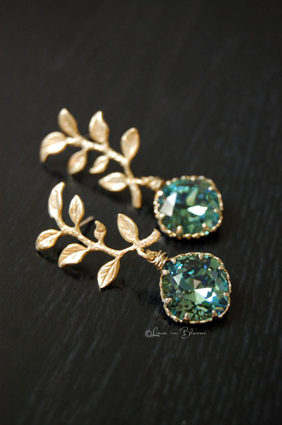 Bridesmaid Wedding Earrings in Erinite Swarovski Crystals - Style #E170 : Luxe in Bloom