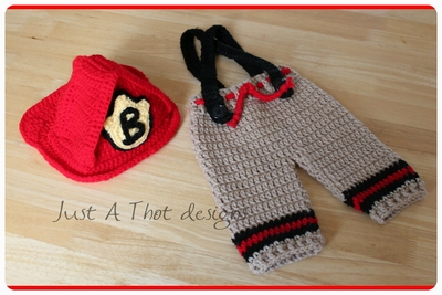 Fireman's Hat, Pants, and Boots - Crochet