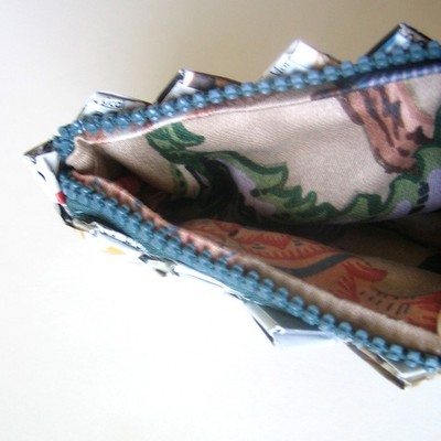 Small Paper Clutch - Eco-Chic With Dark Green Zipper