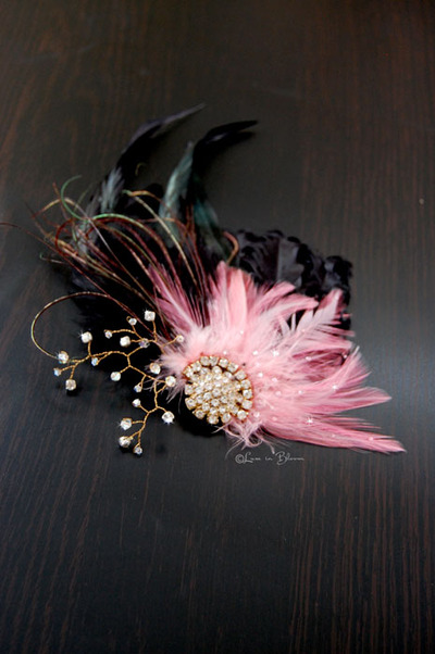 Bridal Head Piece Feather Fascinator - Style # FF110